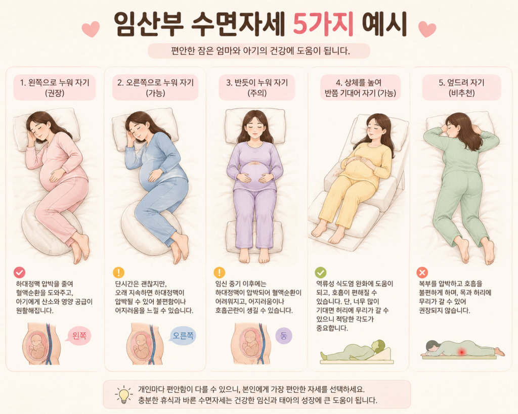 임산부수면자세 5가지 예시
