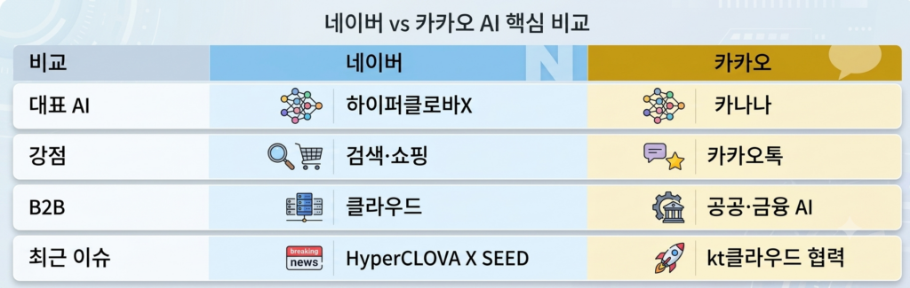 네이버 vs 카카오 핵심비교