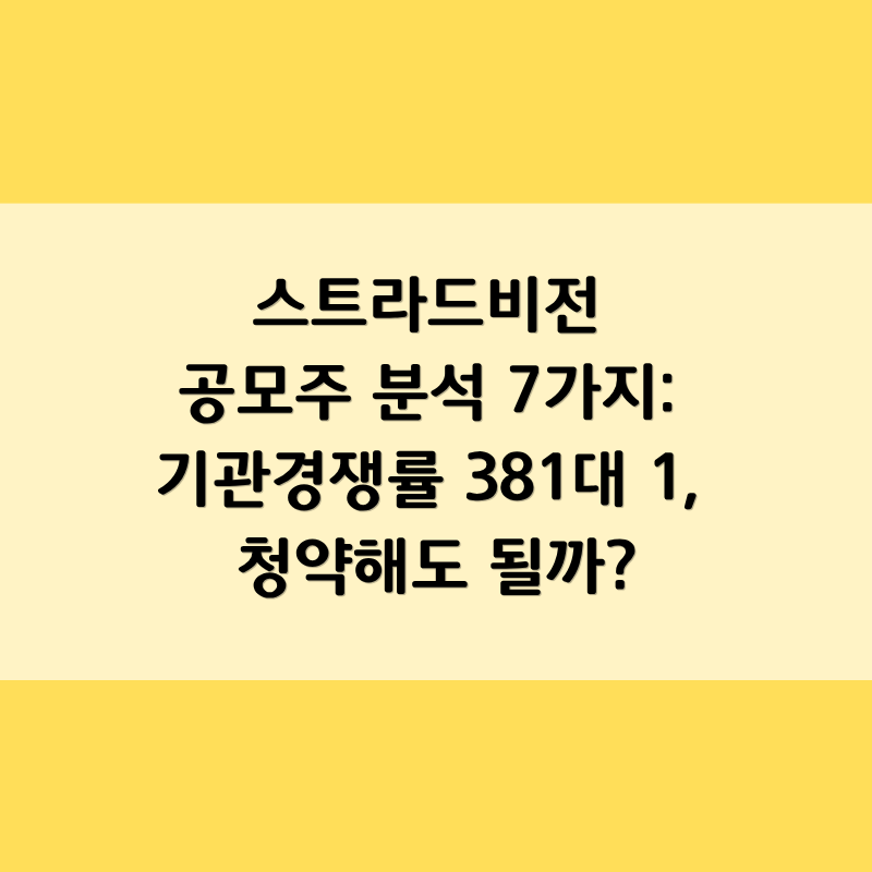 스트라드비전 공모주 분석 7가지: 기관경쟁률 381대 1, 청약해도 될까?